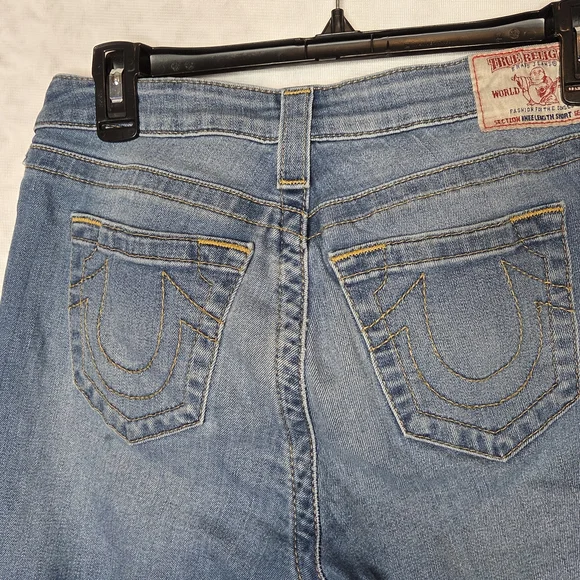 True Religion Blue Distressed Jean Shorts - Picture 5 of 5
